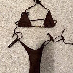 SHEIN Brown Bikini Bottom and Top (Brand New/Never Worn)